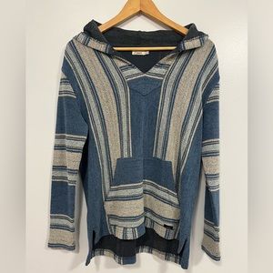 Faherty Mens Cascade Cotton Hoodie Blue/Cream XS